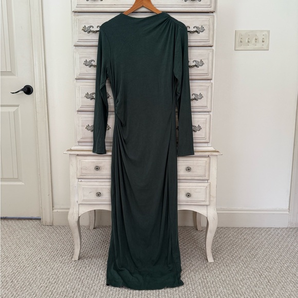Dark Green Ruched Maxi Dress - Picture 1 of 4